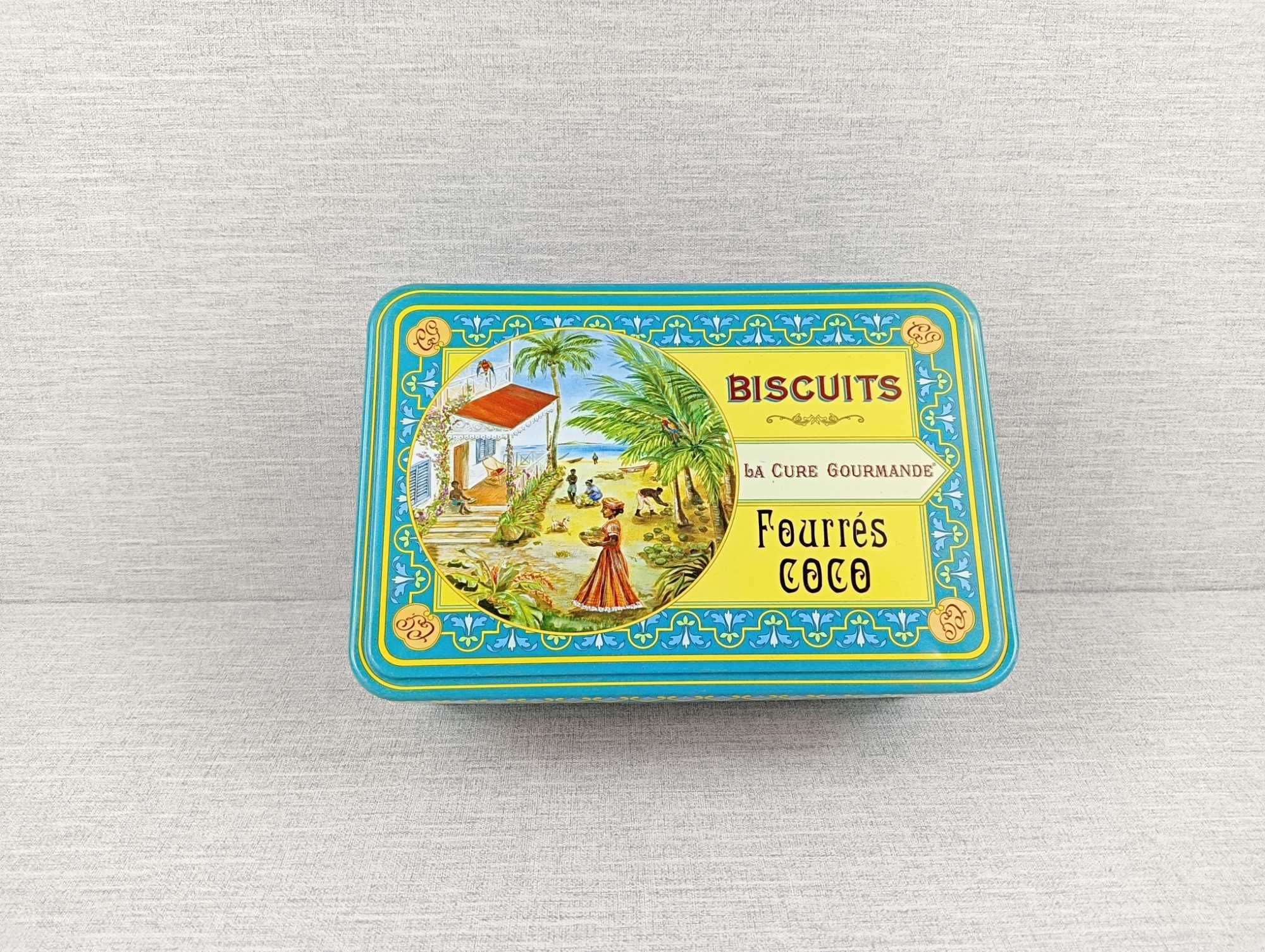 Stara retro puszka ciasteczka Biscuits la Cuba Gourmande Fourrés Coco