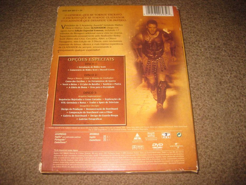 "Gladiador" com Russell Crowe/Edição Especial em Digipack com 3 DVDs