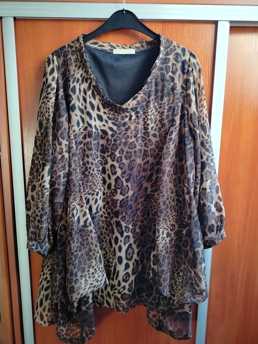 Piękna Duża Tunika w panterkę 50 stan idealny