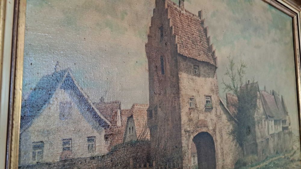 Stary obraz malowany na płótnie Karl Luckhardt 1886