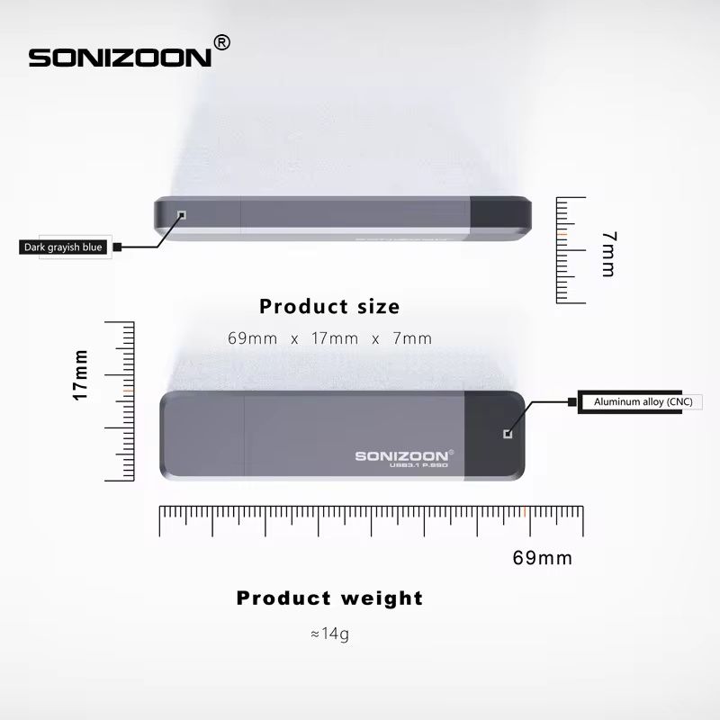 Зовнішній накопичувач SONIZOON P.SSD USB 3.1 на 512 Gb