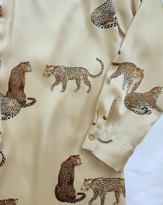 Шовкова сатинова блуза сорочка з леопардами Zara оригінал