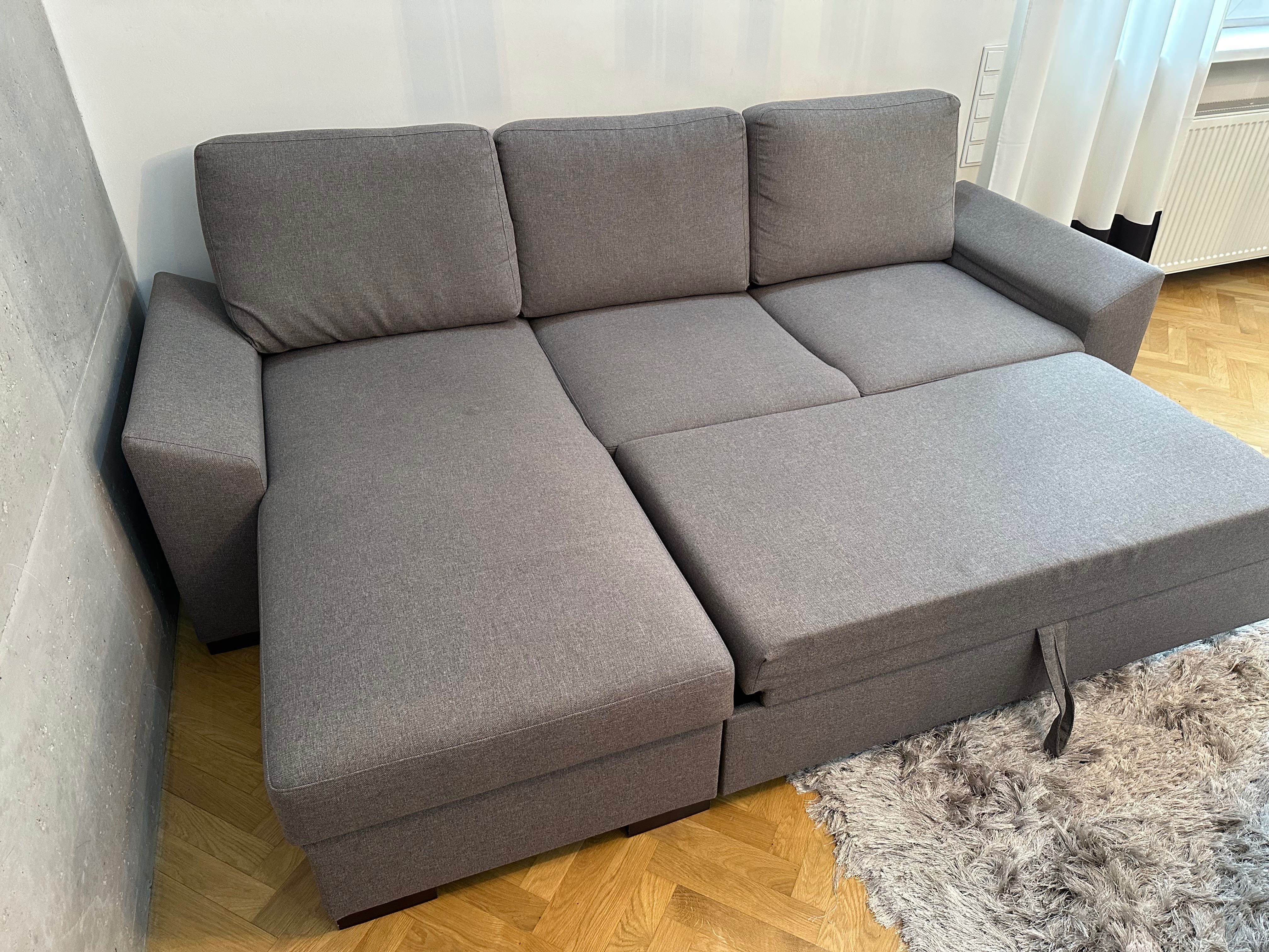Sprzedam narożnik z funkcją spania - szary, rozkadany