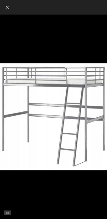 Łóżko piętrowe na antresoli Ikea Svärta + materac