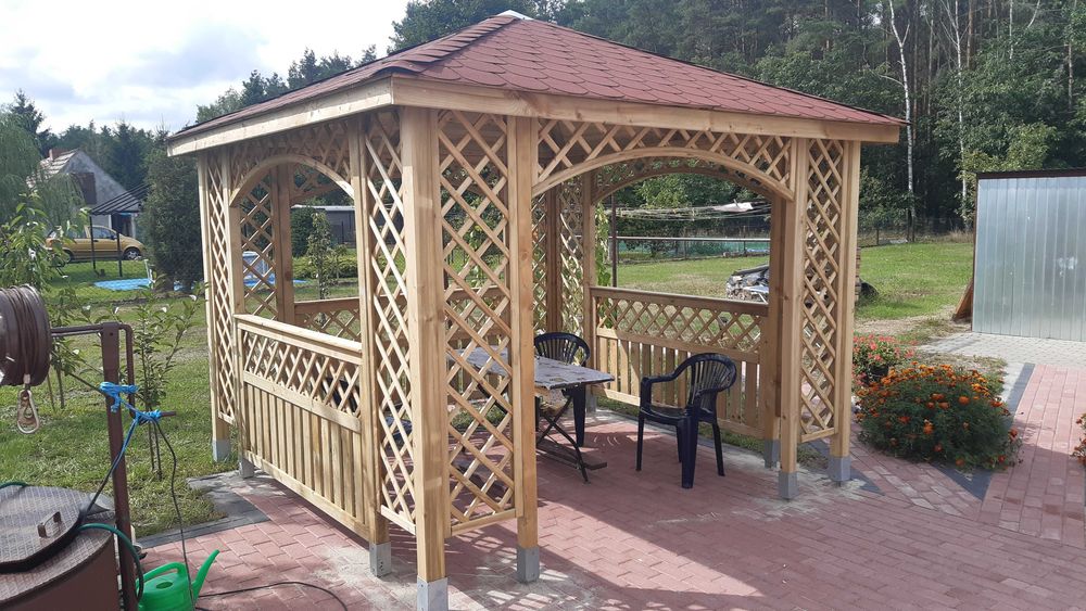 ALTANA ogrodowa PAWILON z drewna WIATA drewniana pergola deska NOWA