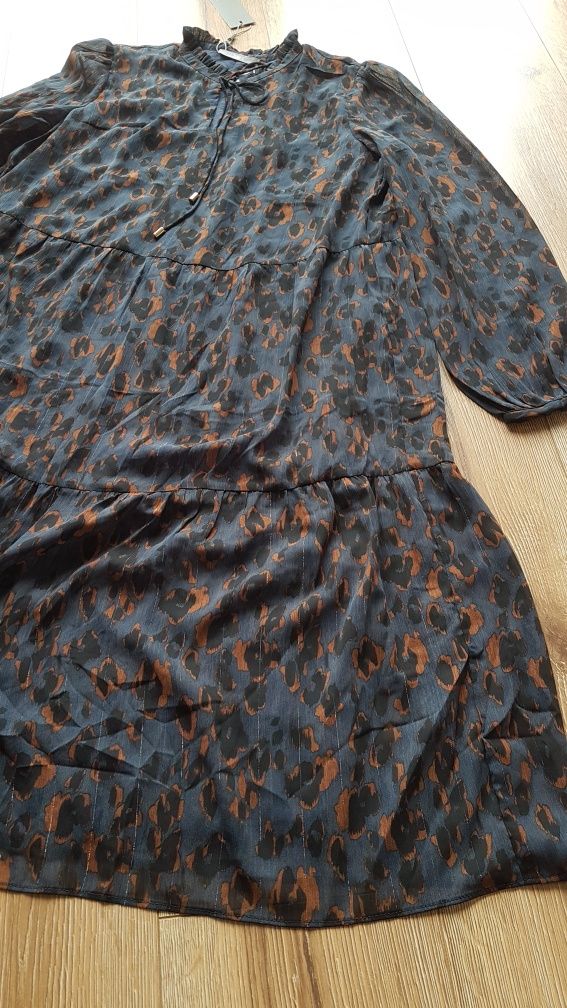Jake*s Collection sukienka midi ciemnoniebieska 42 XL granatowa panter