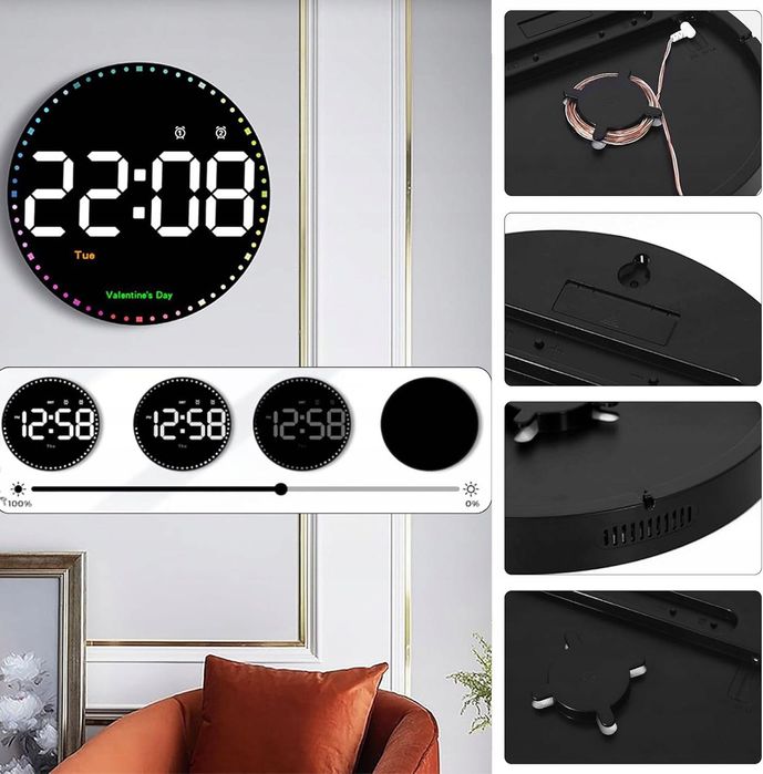 ZEGAR Elektroniczny CYFROWY Led Budzik Data Temperatura