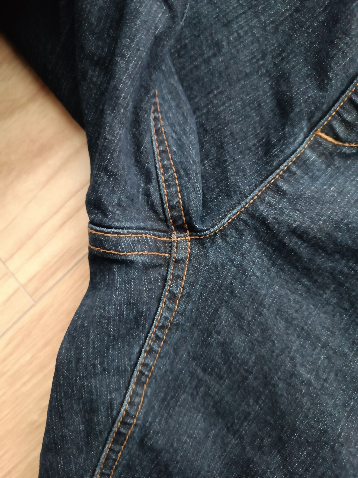 Granatowe długie spodnie jeansy jegginsy L 40