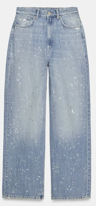 Zara jeans dzinsy nowe cyrkonie kamienie r 38