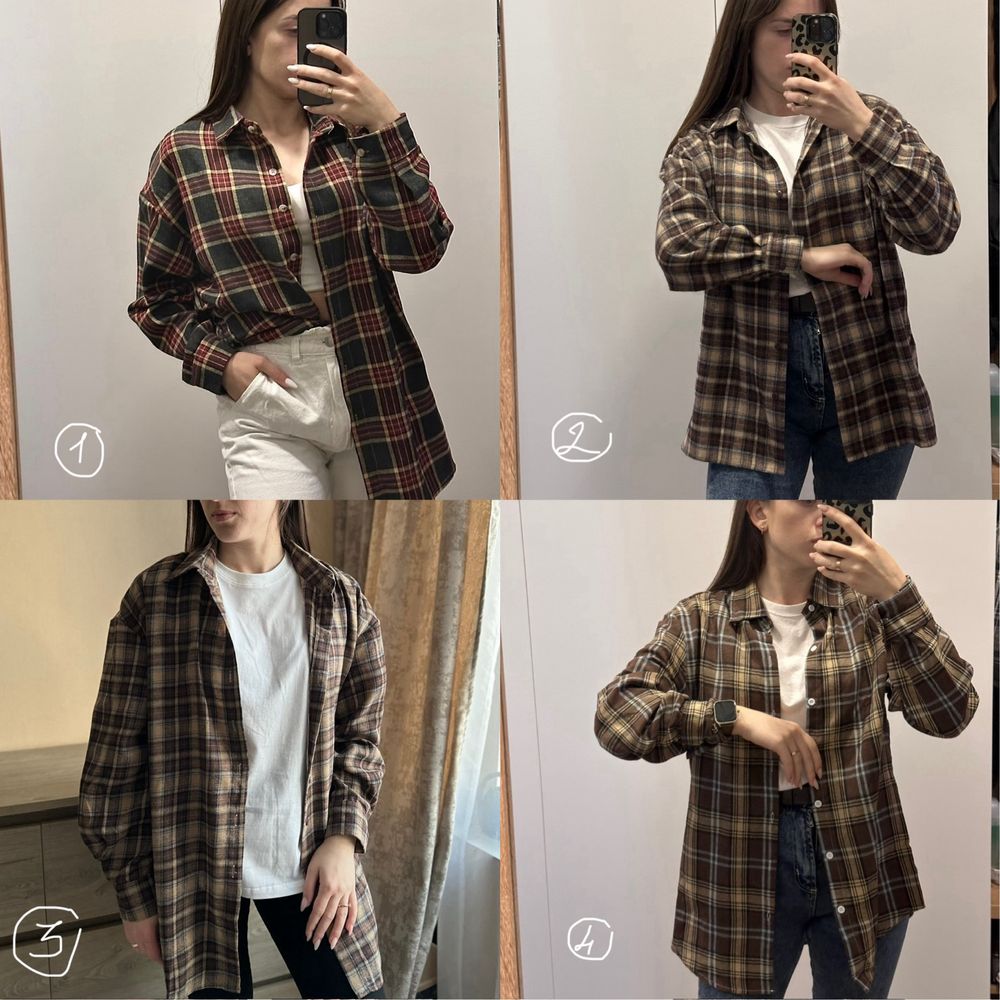 Сорочка в клітинку розмір S, М oversize  стиль zara кежуал