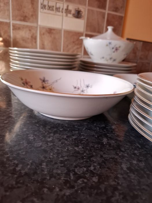 Тарелка посуда блюдо сервиз фарфор позолота Богемия Бавария винтаж