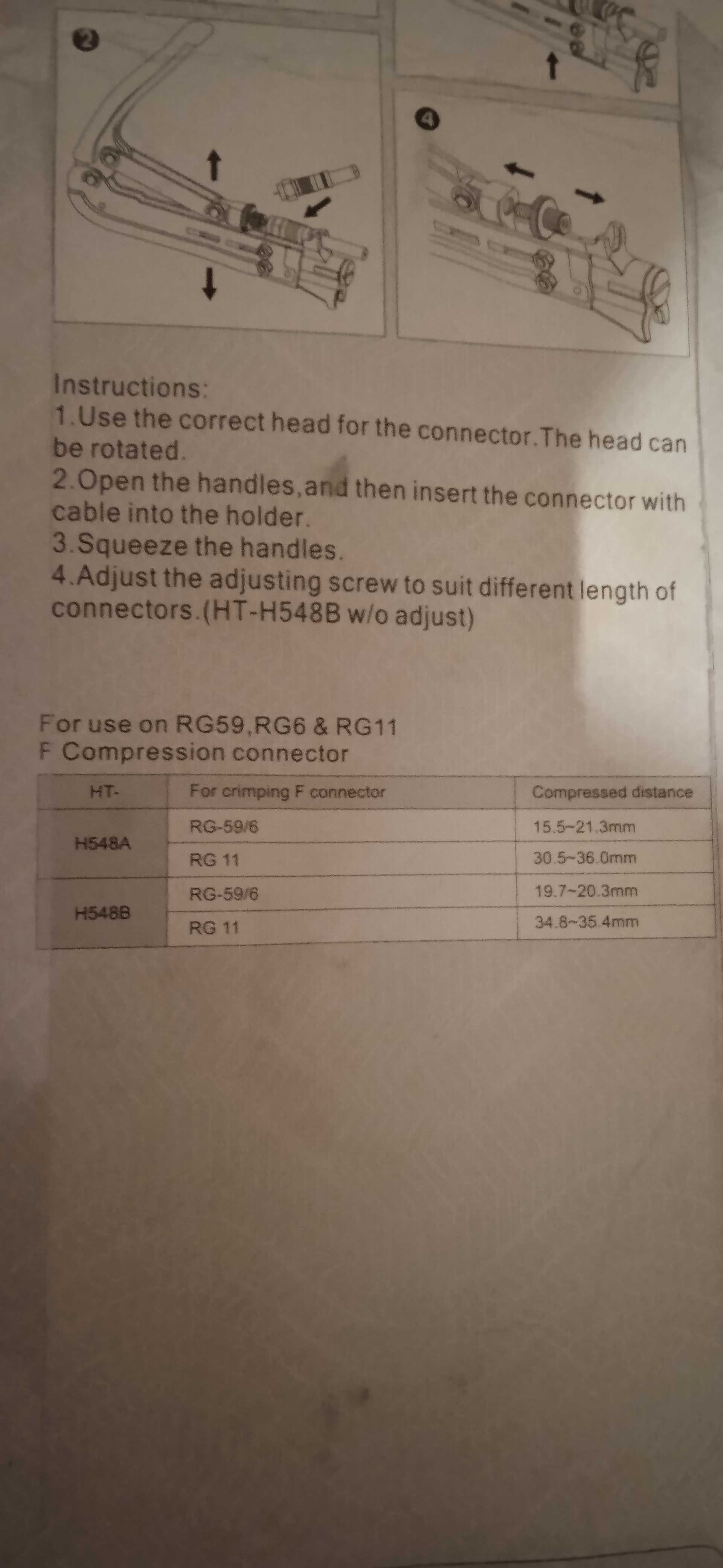 Zaciskarka złącz kompresyjnych na kabel RG-6, RG-11, RG-59