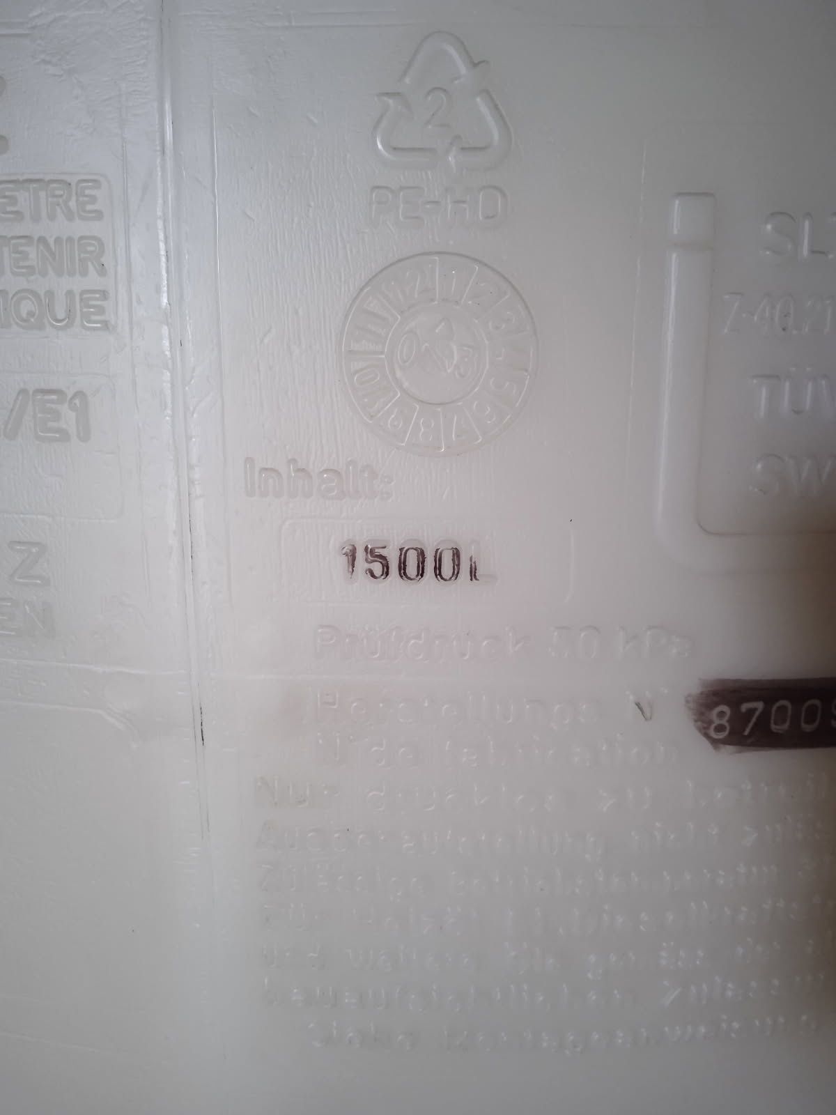 Zbiornik na olej opałowy 1500 l.