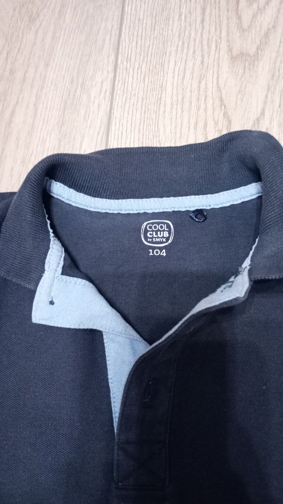 Elegancka granatowa bluzka z kołnierzem , Polo 104 Smyk