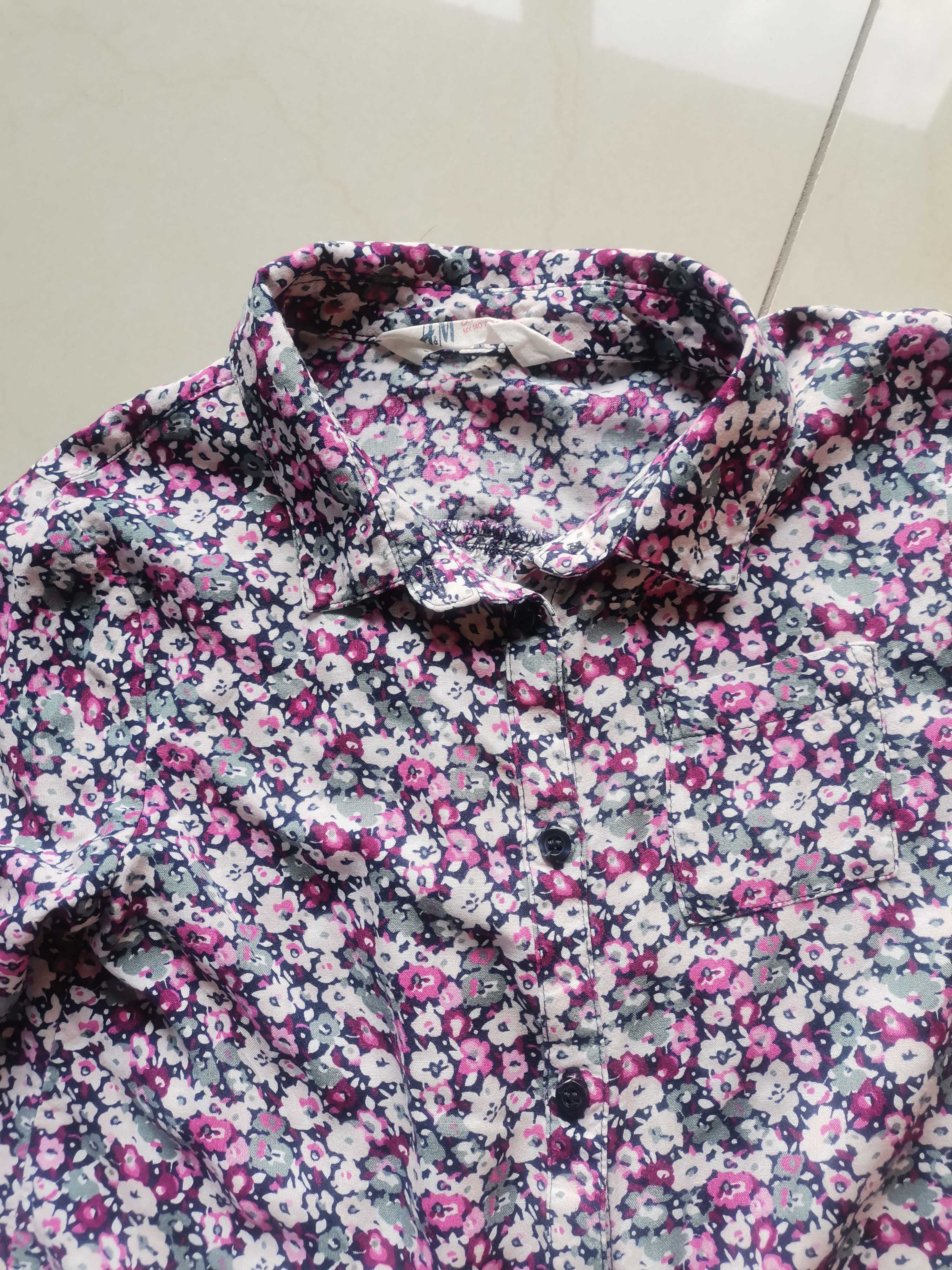 Koszula w kwiatuszki elegancka h&m 128-140cm
