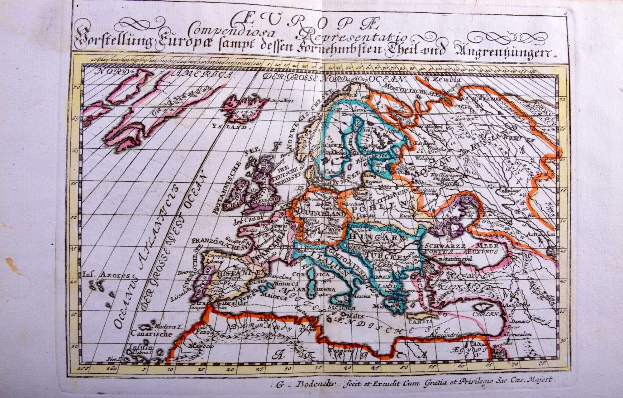Dwie mapy Europy z Polską od morza do morza 1720r