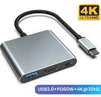 USB Hub ( ЮСБ хаб ) 3 в 1 Type-C to HDMI. Ідеальний для MacBook.