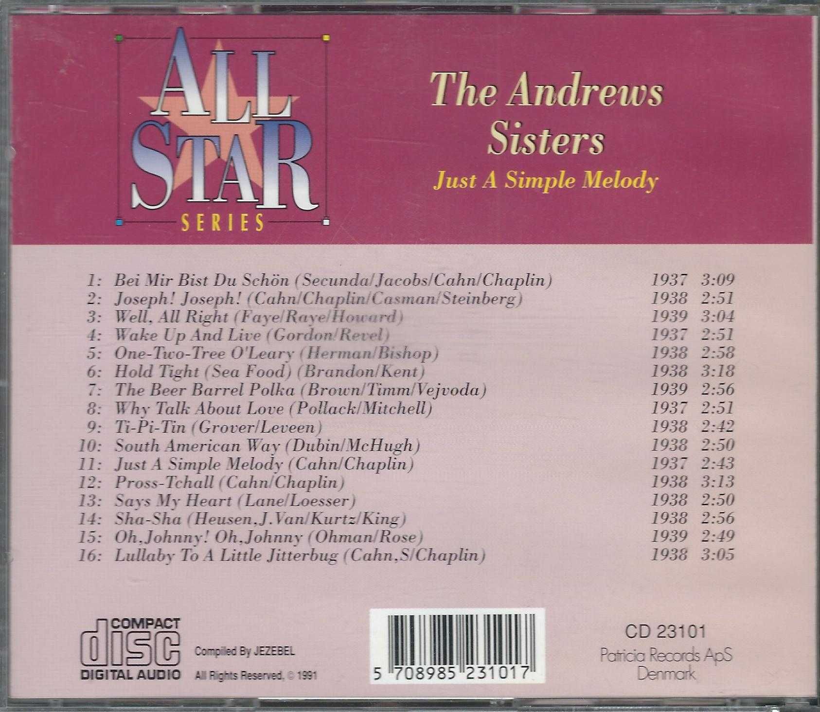 CD The Andrews Sisters - Just A Simple Melody (1991)