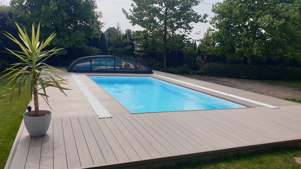 Basen ogrodowy 6,5 x 3,7 x 1,55 poliestrowy laminat wkopywany komplet