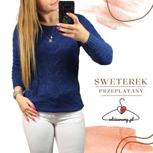 Damski, nowy sweterek w kolorze granatowym - jesienny