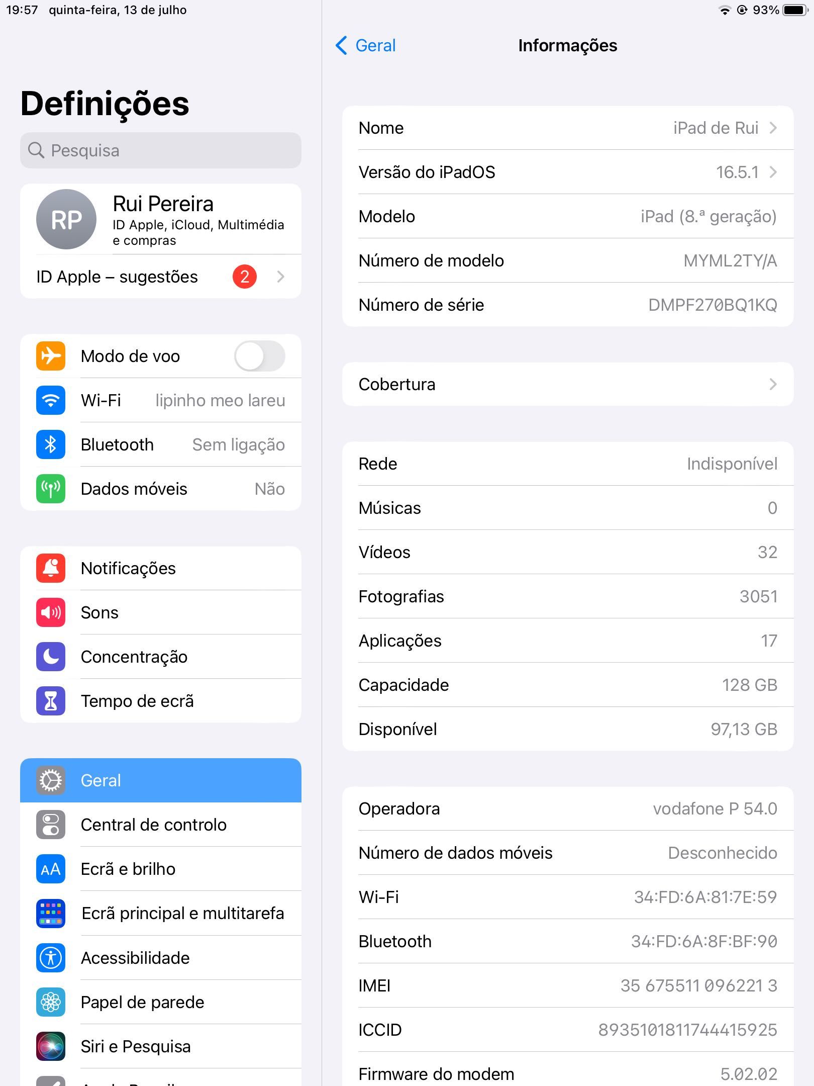 Ipad air (10.2) 8th geracao 128gb+ Wi-Fi+ 4g 2021 capa Pelicula c/novo