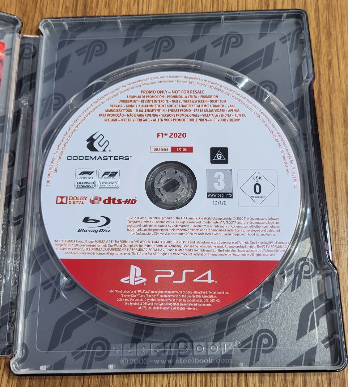 F1 2020 Playstation 4 NOWA Steelbook OPIS