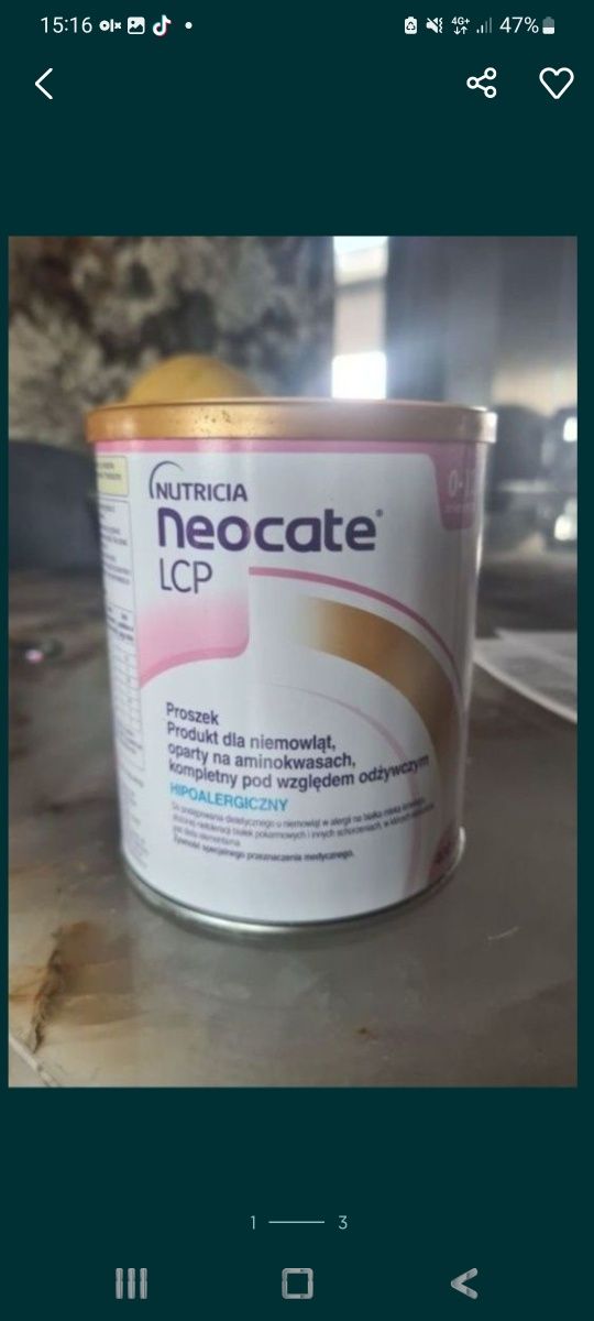 Mleko modyfikowane neocate lcp nowe