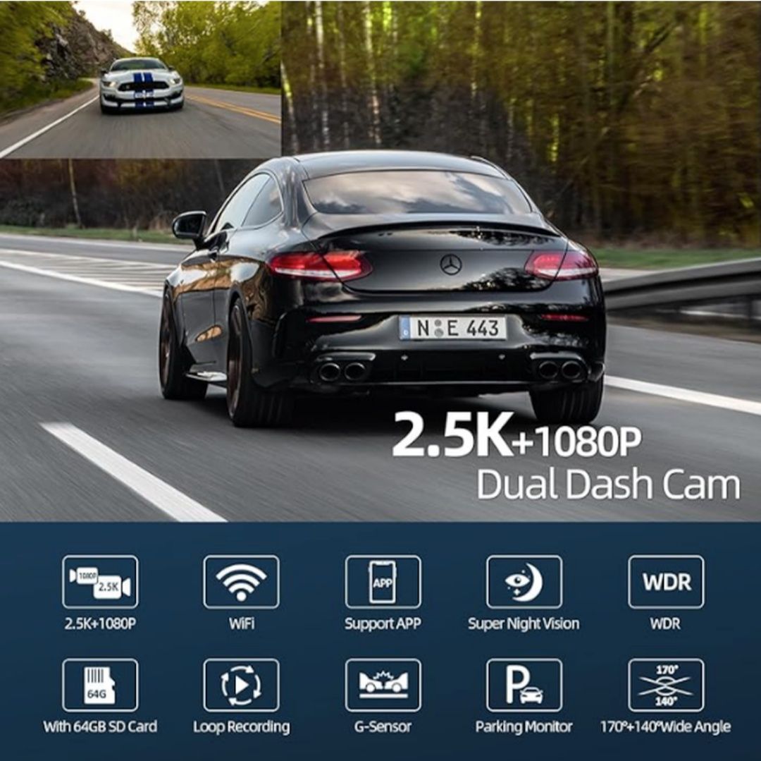 Автомобільний регистратор wemeqer w-q18 (wifi/2.5k/g-сенс/+камера)