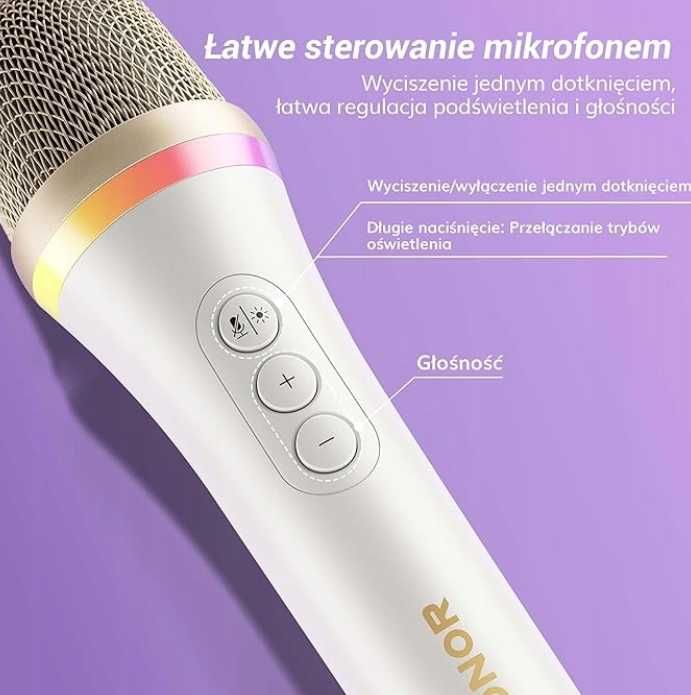 Mikrofon Dynamiczny USB Typ C RGB do Gier Podcas YouTube Karaoke Biały