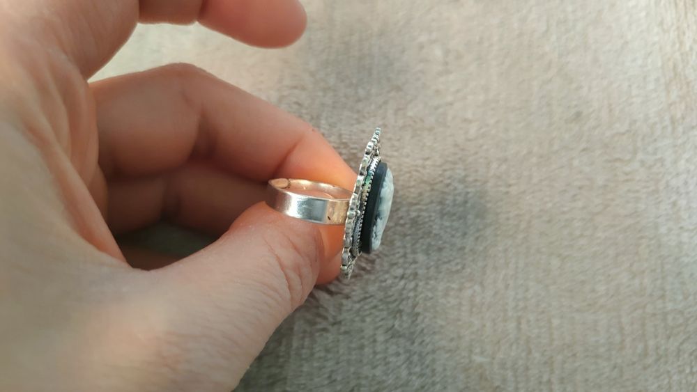 Pierścionek pierścień sygnet z kobieta kamea vintage retro