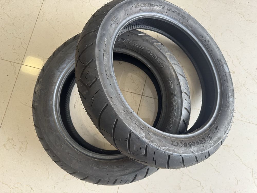 Sprzedam komplet nowych opon shinko 777   140/80/17 , 180/65/16   2024