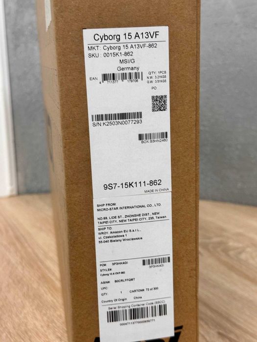 НОВИЙ ноутбук MSI Cyborg 15" 144Hz A13VF i7-13620H/16/512/RTX4060 8Gb