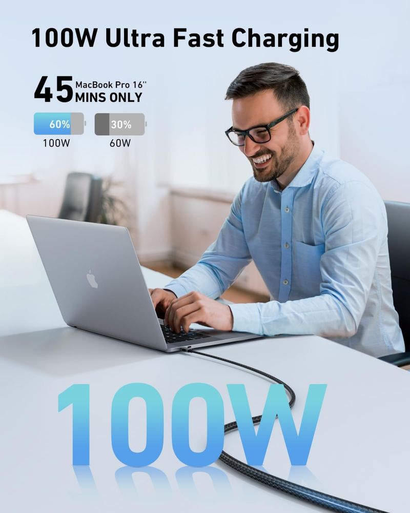 Kabel USB-C do USB-C, 100 W, 4,5m długości