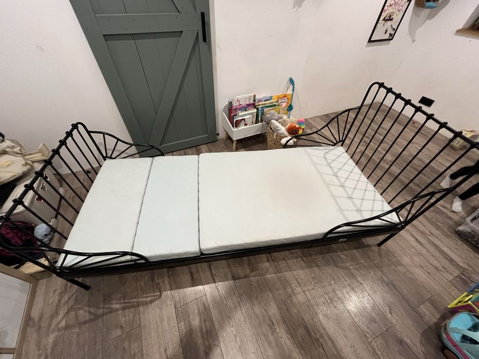 Lóżko 200x80 Ikea Minnen dzieciece  metalowe czarne loft