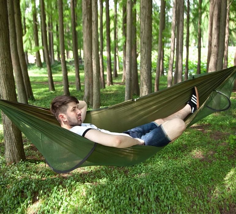 Hamak z Moskitierą Turystyczny Dwuosobowy Survival Kempingowy Mocny