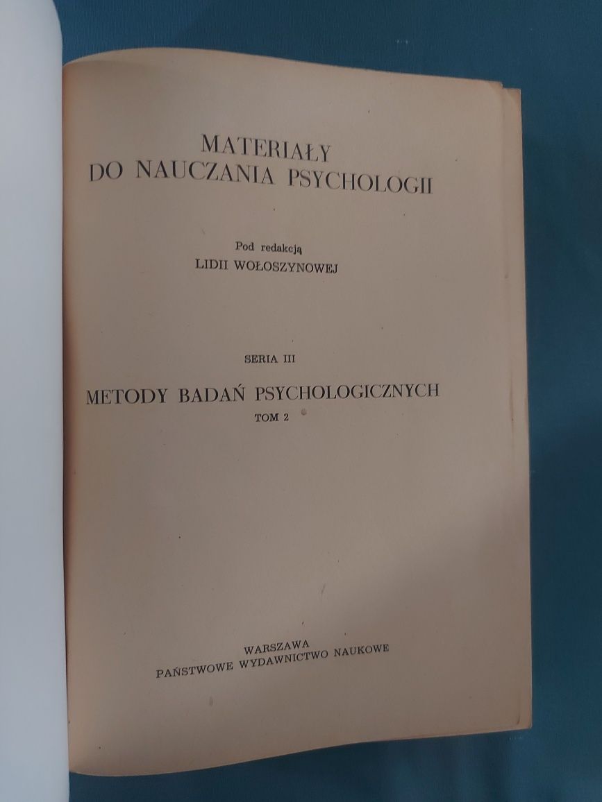 Stary podręcznik Metody badań psychologicznych  1973