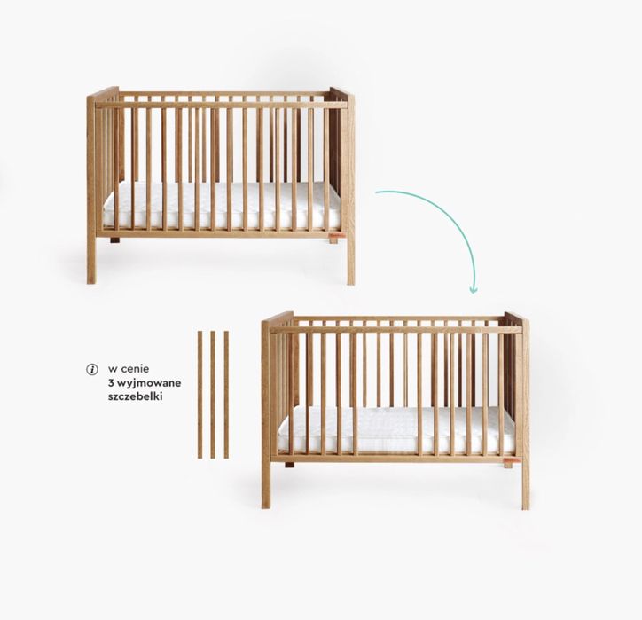 łóżeczko niemowlęce Stardust Cot 120×60 vintage  Woodies z materacem