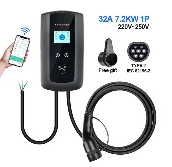 Wallbox Carregador 7kw - 32A - C/ APP e Cartões - Eletricos e Hibridos