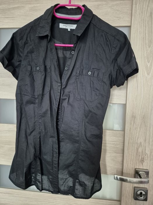 Czarna bluzka koszulowa z krótkim rękawem-  wysyłka gratis