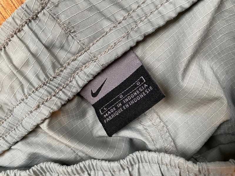 Spodnie Nike vintage y2k baggy, turkus/szary szerokie nogawki r.L