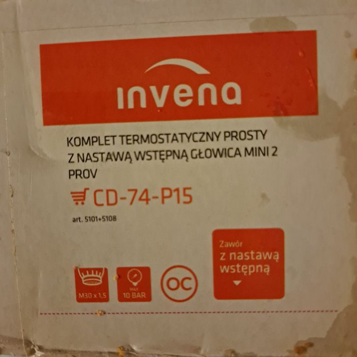 Zestaw termostatyczny prosty Invena CD-74-P15
