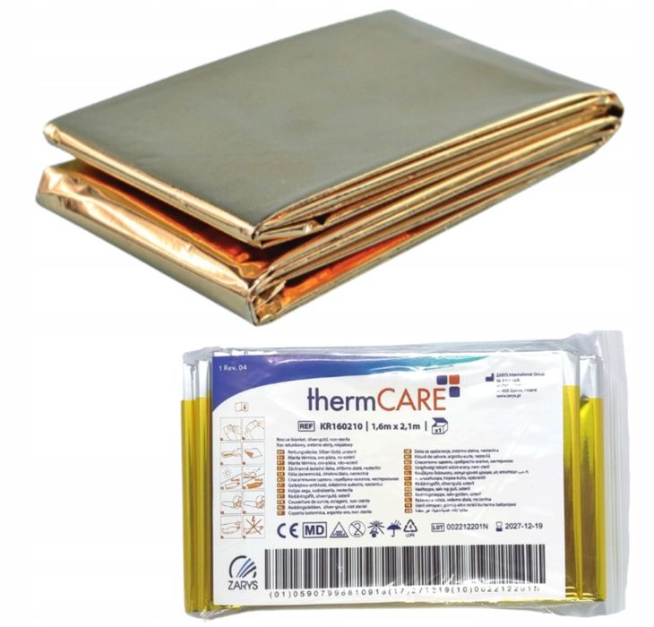 Kox termiczny / Folia termiczna ratunkowa  160 × 210 cm – niejałowy