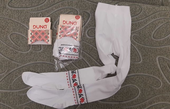 Колготы новые  Duna белые с вышивкой орнаментом Дюна 110-116 размер