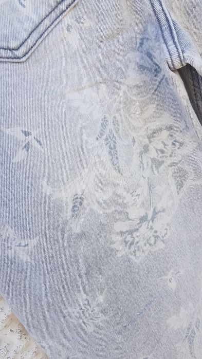 Spodnie  dżinsy kwiaty szare Nowe 38 M szeroka nogawki