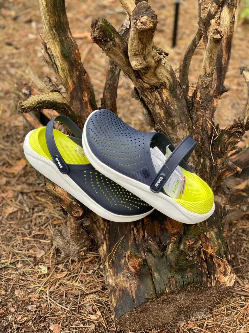 Crocs LiteRide Clog 36-45 Мужские кроксы синие c желтым