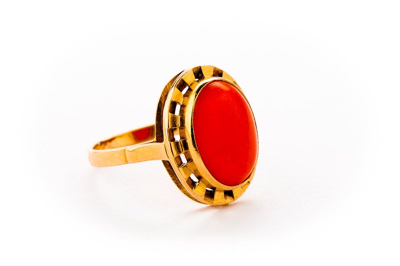 Złoty Pierścionek - 14K - 5,49g - KORAL - WARMET - KRAKÓW