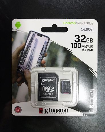 Cartão de memória Kingston 32GB com adaptador Micro SD