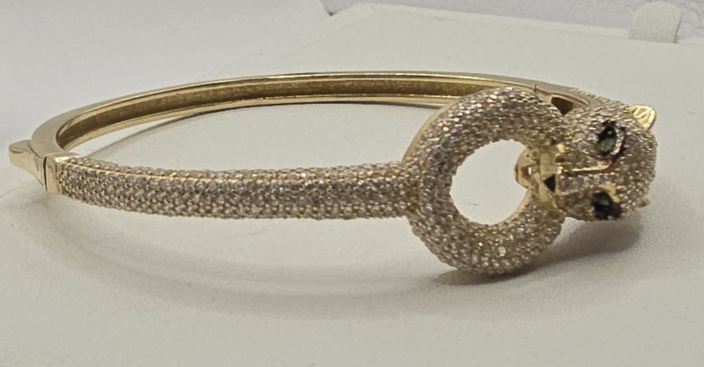 Bransoletka z kotem w cyrkoniach Cartier zloto 585 nowa