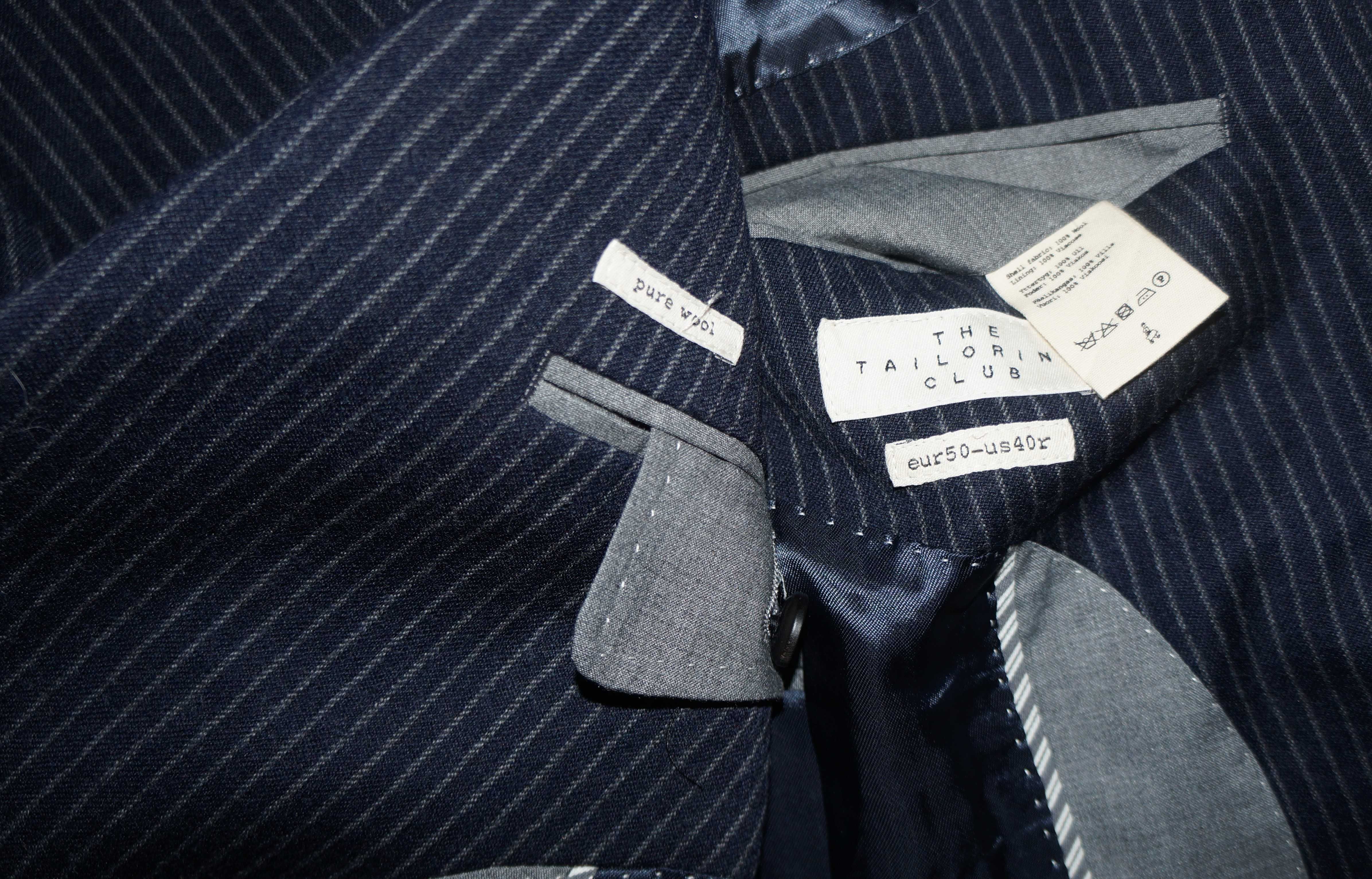 Garnitur The Tailoring Club Wełna Rozmiar 50 Kolor Granatowy Prążki