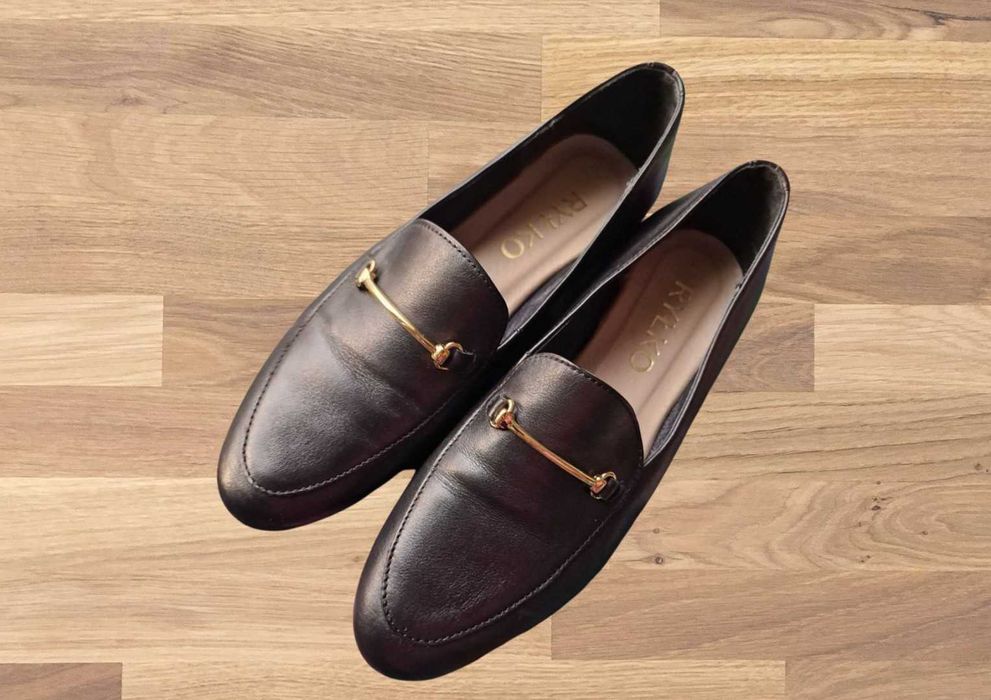 RYŁKO skórzane mokasyny z ozdobną sprzączką 100% skóra naturalna nowe